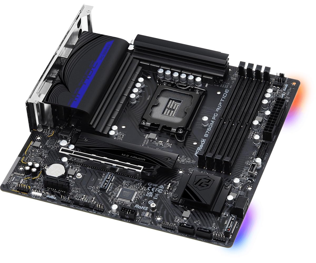 ASRock B760M PG Riptide Intel 12th & 13th Generation CPU (LGA1700) B760 Chipset, DDR5 Micro ATX Motherboard