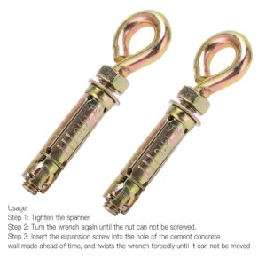 Yuecoom Expansion Bolts, 5Pcs Heavy Duty Anchor Fastener Eye Ring Hanger Screw for Concrete Brick Wall 11x1.6cm