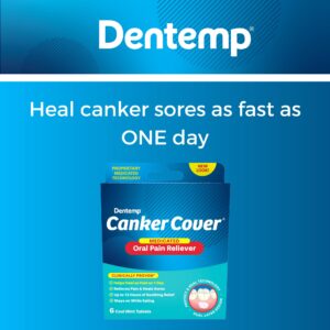 Dentemp Canker Sore Medicine 2pk Canker Cover - Oral Pain Reliever (12 Count) - Treatment to Relieve Canker Pain, Mouth Sores & Mouth Irritation - Fast Acting Canker Sore Relief Tablets for Adults