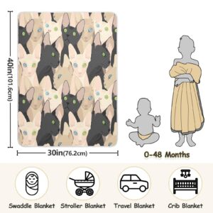 Kigai Sphynx Cats Baby Blanket 30 x 40 Inch Soft and Warm Toddler Bed Blankets Newborn Receiving Blanket for Boys Girls Crib Stroller