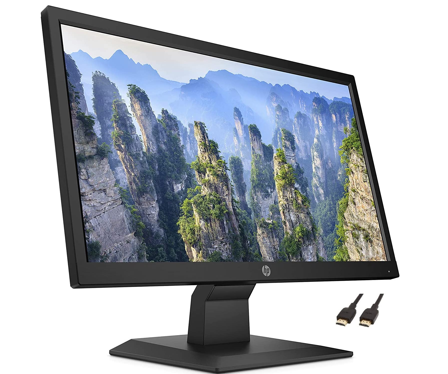 HP New V20 HD+ Compact Monitor: 19.5-inch HD+ Computer Monitor with TN Panel and Blue Light Settings, Monitor with Tiltable Screen, HDMI and VGA Port, 60Hz, TF-HDMI Cable, Black