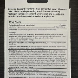 Dentemp Canker Sore Medicine 2pk Canker Cover - Oral Pain Reliever (12 Count) - Treatment to Relieve Canker Pain, Mouth Sores & Mouth Irritation - Fast Acting Canker Sore Relief Tablets for Adults