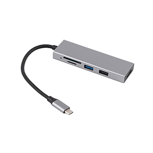 5 in 1 USB C Hub, Aluminum Alloy USB C Hub Adapter Multiport Plug and Play 5Gbps Data Transfer to Printer