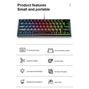 Ejoyous Gaming Keyboard Portable Backlit 61 Keys Wired Black USB PC Keyboard for Laptop Work Gaming