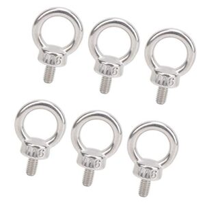 Stainless Steel Bolts, Lifting Eye Bolts Fastening M6 Eye Screw Stainless Steel Rust Proof Smooth and Burr‑free for Fastener Accessory