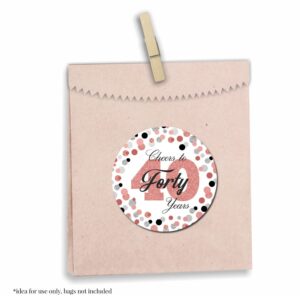 Confetti Rose Gold Polka Dot 40th Birthday Party Sticker Labels, 40 2" Party Circle Stickers by Amanda Creation, Great for Party Favors, Envelope Seals & Goodie Bags