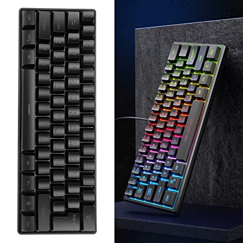 Ejoyous Gaming Keyboard Portable Backlit 61 Keys Wired Black USB PC Keyboard for Laptop Work Gaming