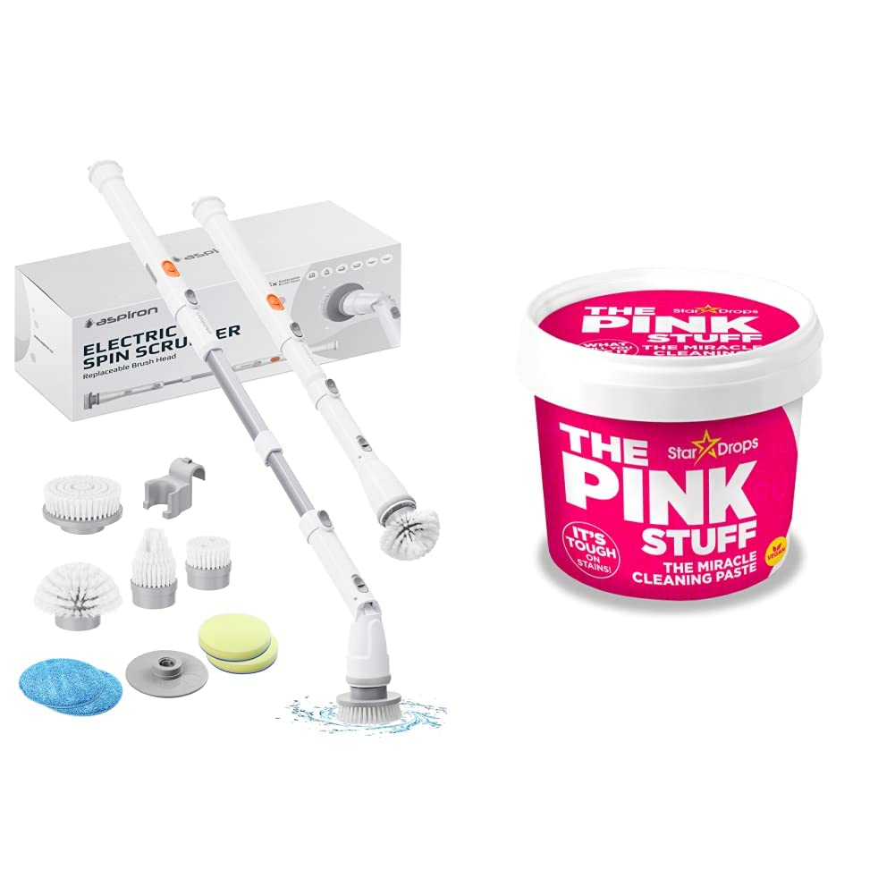 Electric Spin Scrubber, Aspiron Cordless Electric Scrubber & Stardrops - The Pink Stuff - The Miracle All Purpose Cleaning Paste