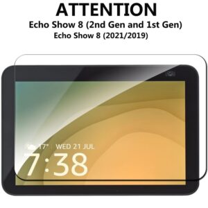 Warmyee [2 Pack] Screen Protector for Echo Show 8 (2nd Gen and 1st Gen),Tempered Glass Screen Film Guard for Echo Show 8 (2021/2019)