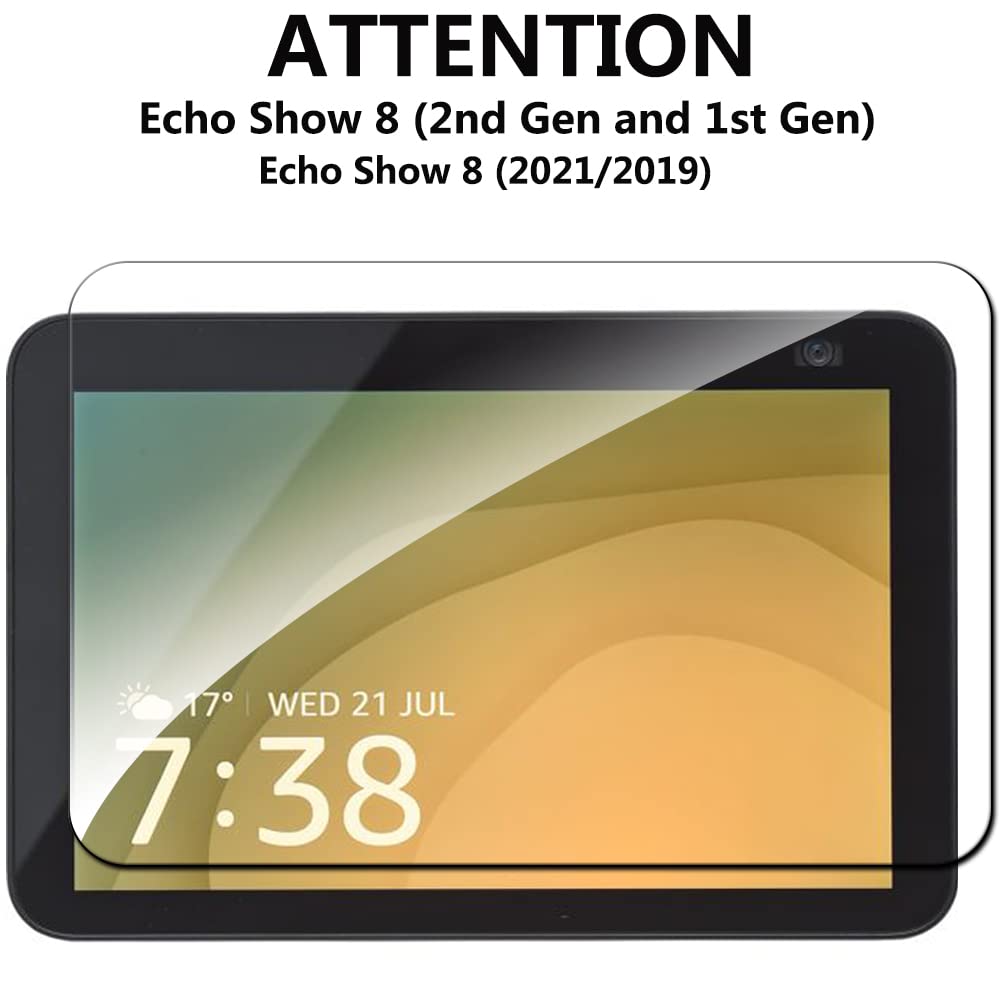 Warmyee [2 Pack] Screen Protector for Echo Show 8 (2nd Gen and 1st Gen),Tempered Glass Screen Film Guard for Echo Show 8 (2021/2019)