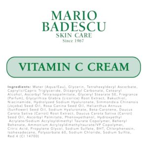 Mario Badescu Vitamin C Cream | Lightweight Face Moisturizer Enriched With Niacinamide for All Skin Types | Visibly Reduces Signs of Aging | 1 Fl Oz