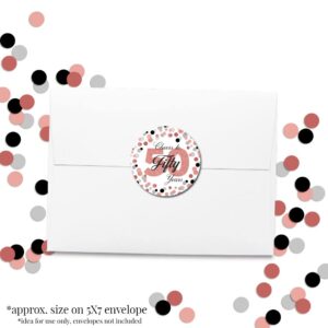 Confetti Rose Gold Polka Dot 50th Birthday Party Sticker Labels, 40 2" Party Circle Stickers by Amanda Creation, Great for Party Favors, Envelope Seals & Goodie Bags