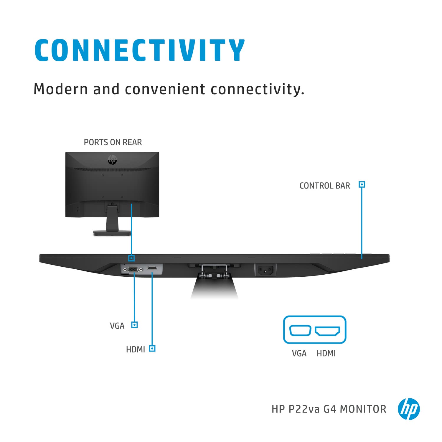 HP Newest P22va G4 Business Monitor, 21.5" Full HD (1920 x 1080) Anti-Glare Display, Onscreen Control, Low Blue Light Mode, HDMI, VGA, VESA Mount, Black (Renewed)