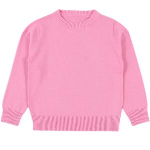 Toddler Baby Boys Knit Sweater Girls Pullover Sweatshirt Little Kids Long Sleeve Crew Neck Solid Casual Tops Winter Clothes Pink