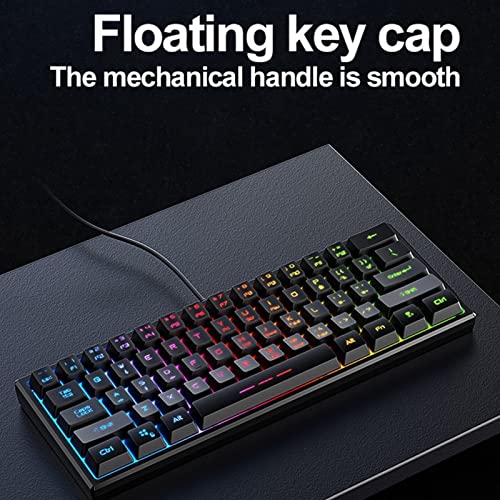 Ejoyous Gaming Keyboard Portable Backlit 61 Keys Wired Black USB PC Keyboard for Laptop Work Gaming