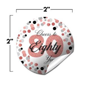 Confetti Rose Gold Polka Dot 80th Birthday Party Sticker Labels, 40 2" Party Circle Stickers by Amanda Creation, Great for Party Favors, Envelope Seals & Goodie Bags