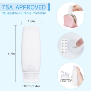 Silicone Travel Bottles for Toiletries TSA Approved Travel Size Containers Set 4 Pack Portable Leak Proof Refillable Cosmetic Squeeze Bottles Shampoo Hair Conditioner Body Lotion Bath Shower Gel