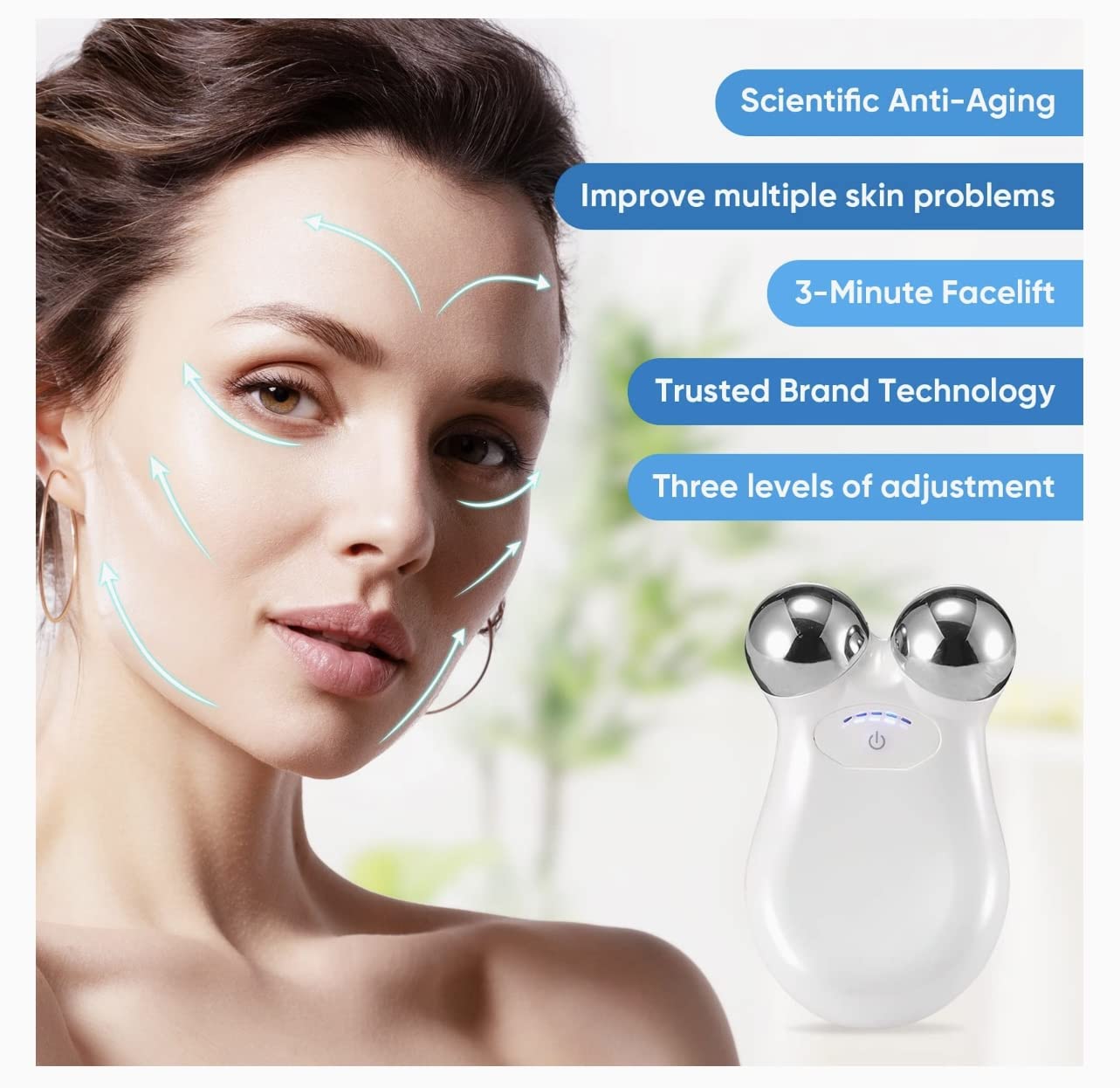 Microcurrent Facial Device-5 Minute face Lift- Microcurrent Facial Toning -Anti-Wrinkle Skin Care Tool for Rejuvenation- Age Spot and Fine Line Reducer face Contour Toner-Microcurrent Toning