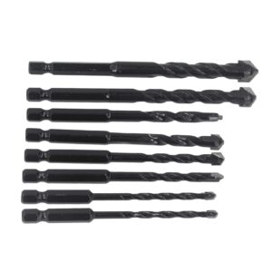 8pcs masonry drill bit cemented hex drill bit drill bit carbide 6.35mm hex shank black set kit for tile concrete