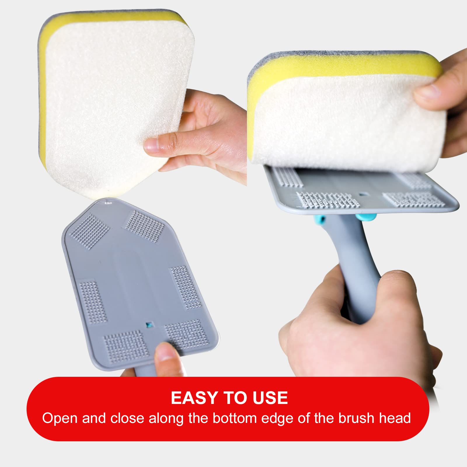 MOSEN Replacement Head Scrubber Pad for Tub Tile Scrubber Brush - Include 2 Scouring Pad and 2 Microfiber Pad