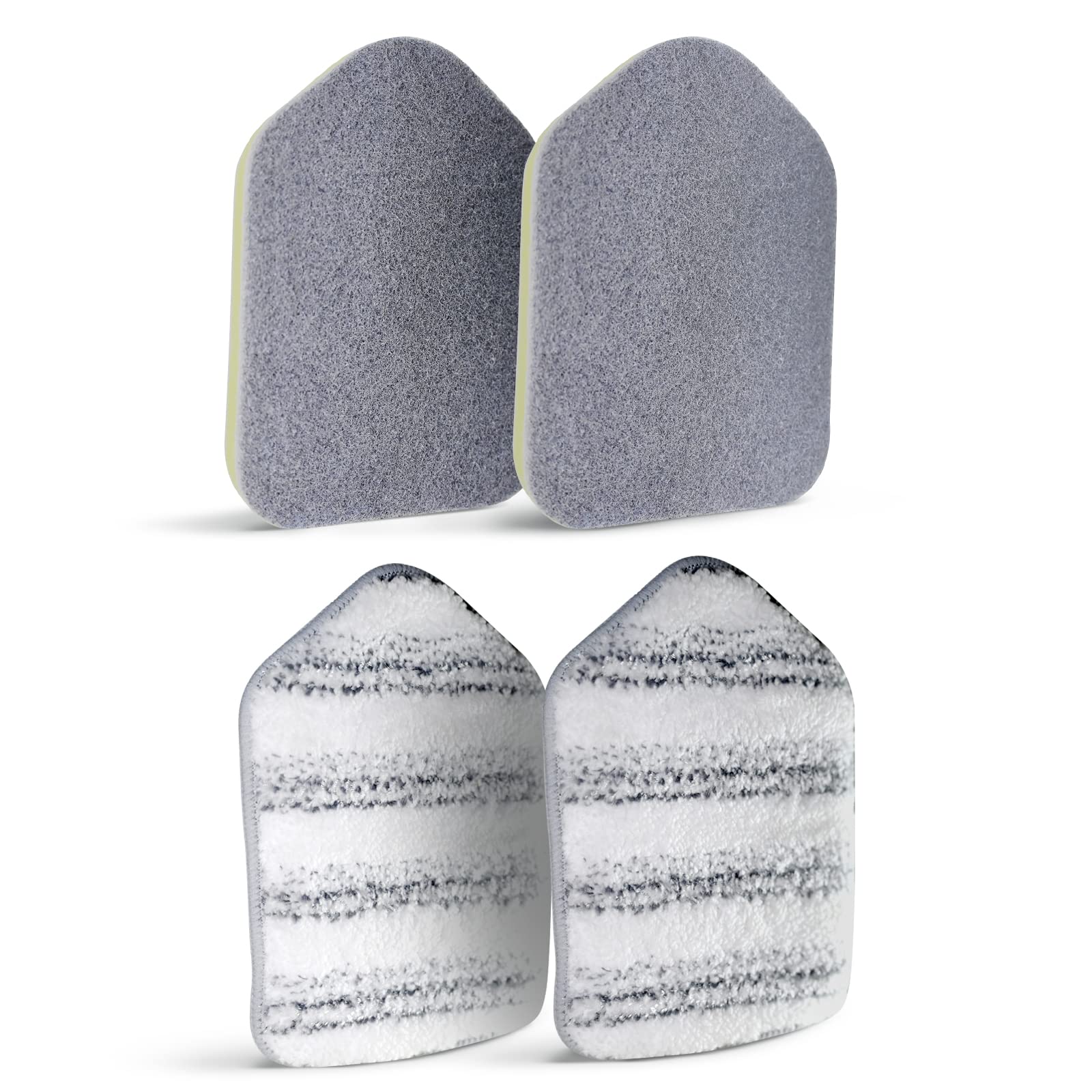 MOSEN Replacement Head Scrubber Pad for Tub Tile Scrubber Brush - Include 2 Scouring Pad and 2 Microfiber Pad