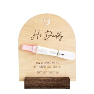 pregnancy announcement for dad- hi daddy pregnancy test keepsake wooden sign- baby surprise announcement ideas, pregnancy reveal to husband, daddy to be gifts