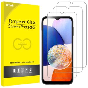 jetech screen protector for samsung galaxy a14 4g / 5g 6.6-inch, 9h tempered glass film, anti-scratch, hd clear, 3-pack