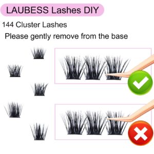 Cluster Lashes 14-18mm 144pcs Individual Lashes Volume Eyelash Clusters Mixed Tray DIY Lash Extension Fluffy Cluster Eyelash Extensions Kit Soft Lash Clusters (01-0.07D, 14-18mm)