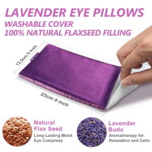 RelaxCoo Lavender Eye Pillow for Relaxation, Yoga, Sleeping, Weighted Eye Mask Heated for Headache, Sinus, Dry Eyes Relief, Moist Heat Eye Compress, Meditation Accessories with Aromatherapy, Pack of 2