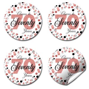 Confetti Rose Gold Polka Dot 70th Birthday Party Sticker Labels, 40 2" Party Circle Stickers by Amanda Creation, Great for Party Favors, Envelope Seals & Goodie Bags