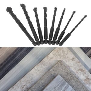 8Pcs Masonry Drill Bit Cemented Hex Drill Bit Drill Bit Carbide 6.35mm Hex Shank Black Set Kit for Tile Concrete