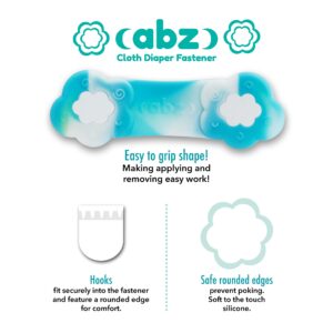 ABZ Pin Free Cloth Diaper Fasteners for Prefolds, Pre-Flats or Flat Diapers - 4 Pack - Arctic