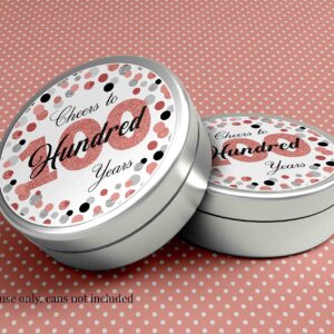 Confetti Rose Gold Polka Dot 100th Birthday Party Sticker Labels, 40 2" Party Circle Stickers by Amanda Creation, Great for Party Favors, Envelope Seals & Goodie Bags