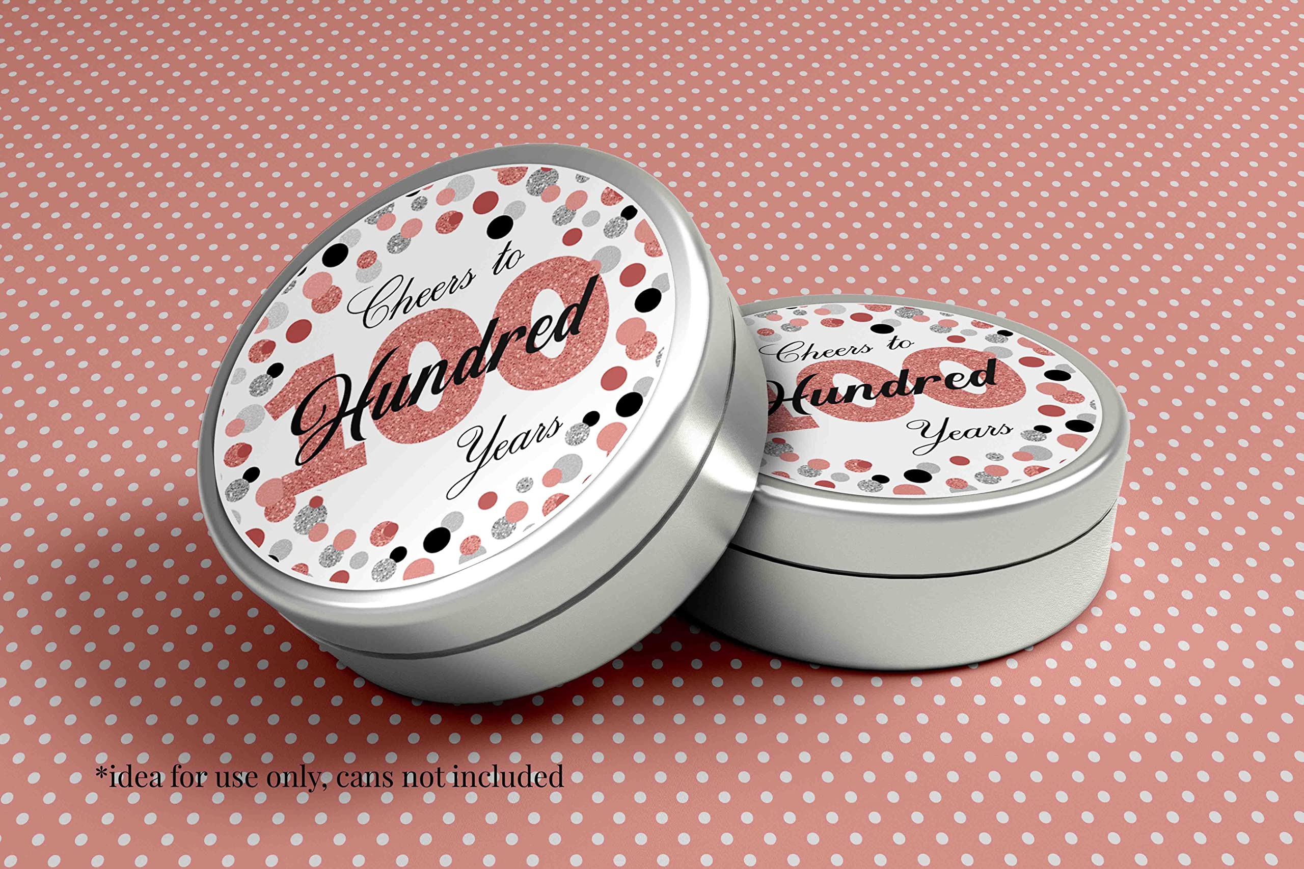 Confetti Rose Gold Polka Dot 100th Birthday Party Sticker Labels, 40 2" Party Circle Stickers by Amanda Creation, Great for Party Favors, Envelope Seals & Goodie Bags