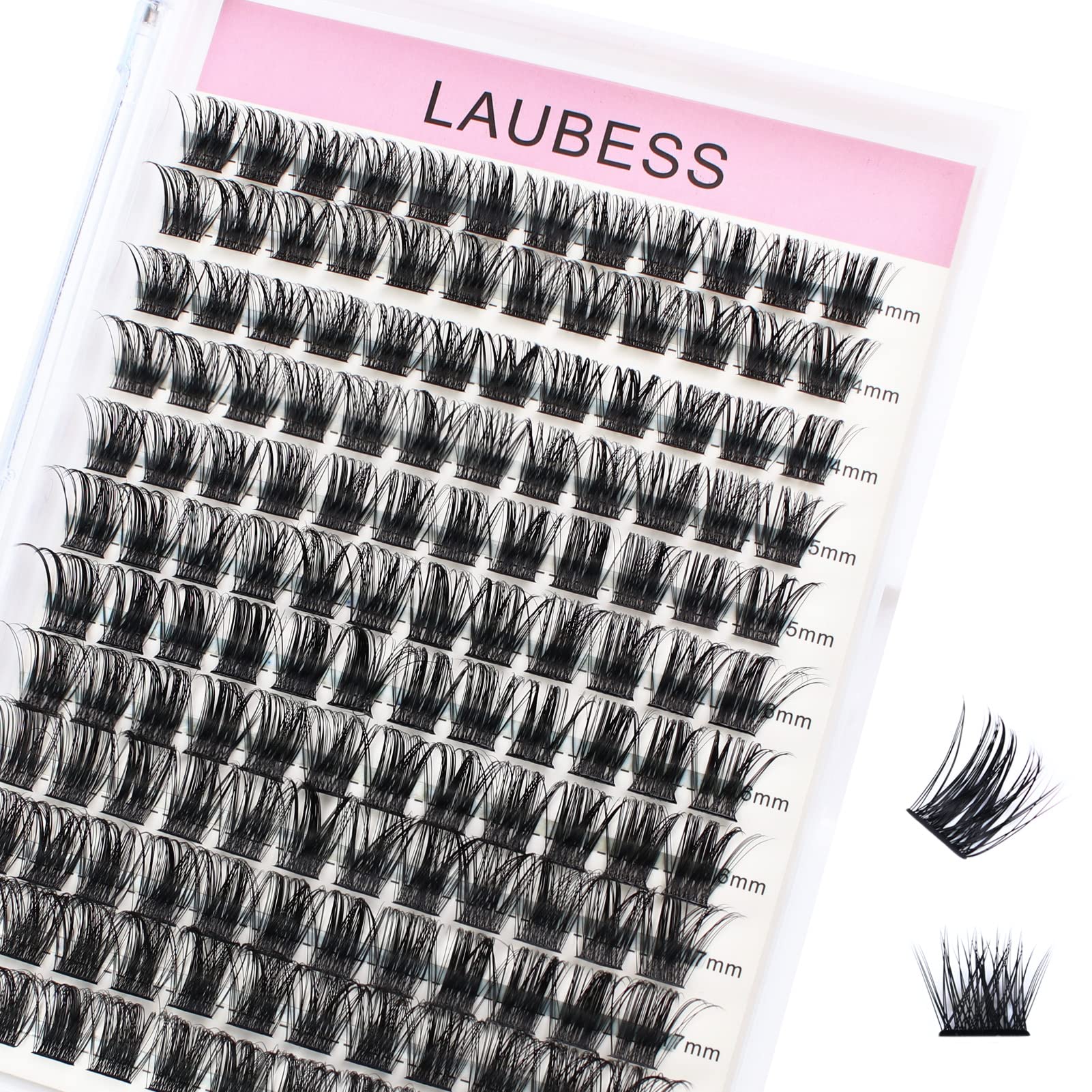 Cluster Lashes 14-18mm 144pcs Individual Lashes Volume Eyelash Clusters Mixed Tray DIY Lash Extension Fluffy Cluster Eyelash Extensions Kit Soft Lash Clusters (01-0.07D, 14-18mm)