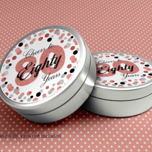 Confetti Rose Gold Polka Dot 80th Birthday Party Sticker Labels, 40 2" Party Circle Stickers by Amanda Creation, Great for Party Favors, Envelope Seals & Goodie Bags