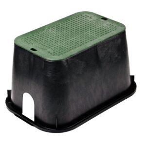 NDS D1000-SG Rectangular X 15 in. Valve, 10 in. Height, Black Box, Green ICV Cover, 10" x 15" B/G & Round 6 in. Valve Box and Cover, 9 in. Height, Black Box, Green ICV Cover