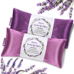 relaxcoo lavender eye pillow for relaxation, yoga, sleeping, weighted eye mask heated for headache, sinus, dry eyes relief, moist heat eye compress, meditation accessories with aromatherapy, pack of 2