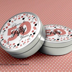 Confetti Rose Gold Polka Dot 50th Birthday Party Sticker Labels, 40 2" Party Circle Stickers by Amanda Creation, Great for Party Favors, Envelope Seals & Goodie Bags