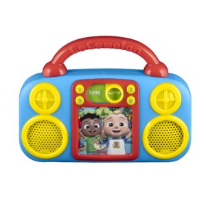 ekids cocomelon toy music player includes freeze dance, musical toy for toddlers with built-in nursery rhymes for fans of cocomelon toys and gifts for boys and girls