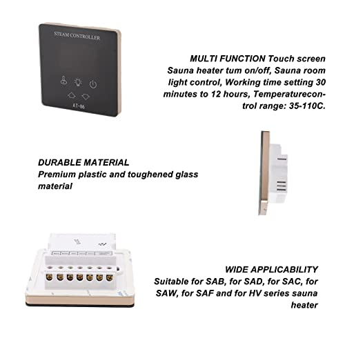 Kadimendium Sauna Room Temperature Controller, Durable Heater Switch ABS Touch Screen Temperature Controller 35 to 110 Degree Centigrade Plastic for Spa Room