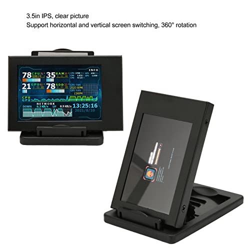 PC Sensor Panel Display, Multi System Support Custom Layout Computer Temp Monitor 3.5in IPS Screen for Office