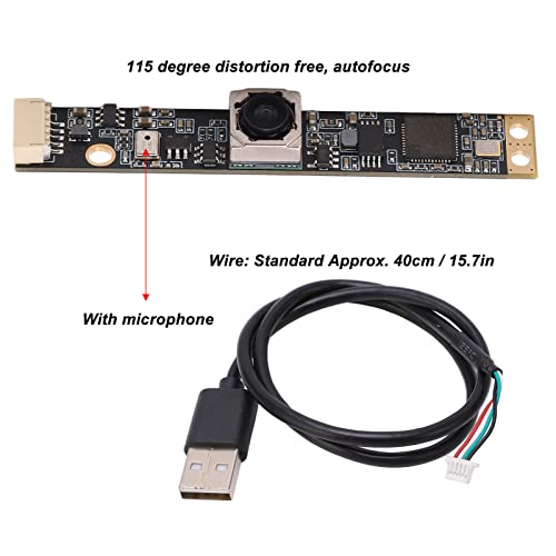 Kadimendium USB2.0 Video Webcam Board, 115 Degree Distortion Free Focus Autofocus Camera Module 15FPS HD Resolution for Industrial System