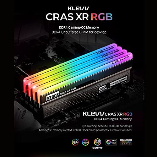 KLEVV CRAS XR RGB DDR4 16GB (2x8GB) 4000MHz CL19 1.4V Gaming Desktop Ram Memory SK Hynix Chip XMP 2.0 Ready (KD48GU880-40B190Z)