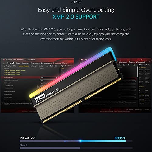 KLEVV CRAS XR RGB DDR4 16GB (2x8GB) 4000MHz CL19 1.4V Gaming Desktop Ram Memory SK Hynix Chip XMP 2.0 Ready (KD48GU880-40B190Z)