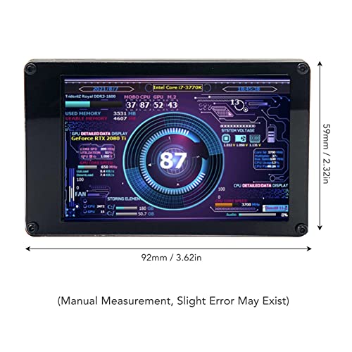 Computer Temp Monitor, 3.5in Screen 320x480 Stepless Brightness PC Temperature Display for CPU