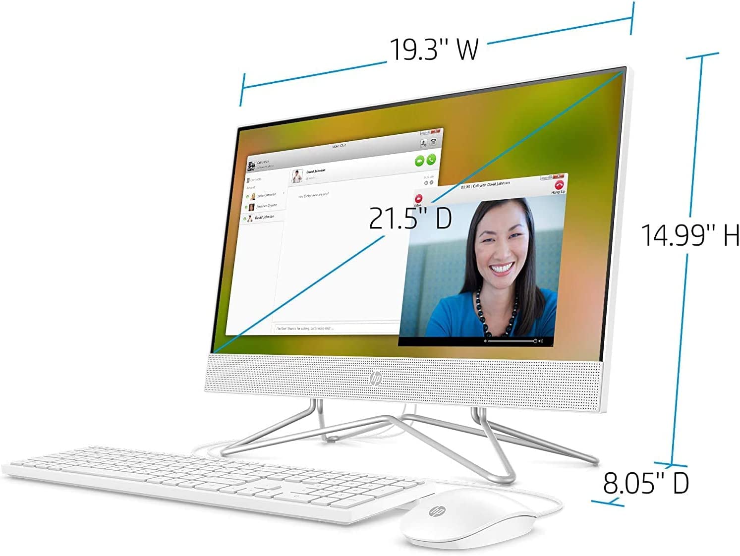 HP 22 All-in-One Desktop | 21.5" Diagonal FHD VA Anti-Glare (72% NTSC) | Intel Celeron J4025 Processor | 4GB DDR4 128GB SSD | Intel UHD Graphic 600 | Privacy Camera Win11Pro White + HDMI Cable