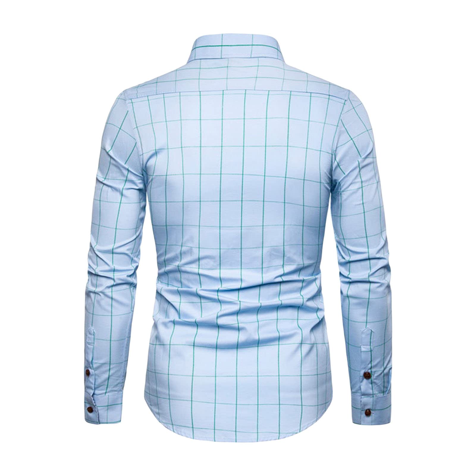 Men's Striped Wrinkle Free Dress Shirt Regular Fit Button Down Shirts Plaid Solid Slim Fit Long Sleeve Shirts (Light Blue,5X-Large)