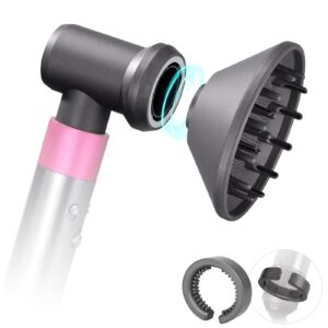 diffuser and adaptor replacement for dyson airwrap diffuser attachments, for curling iron converting to hair dryer, with filter cleaning brush attachment