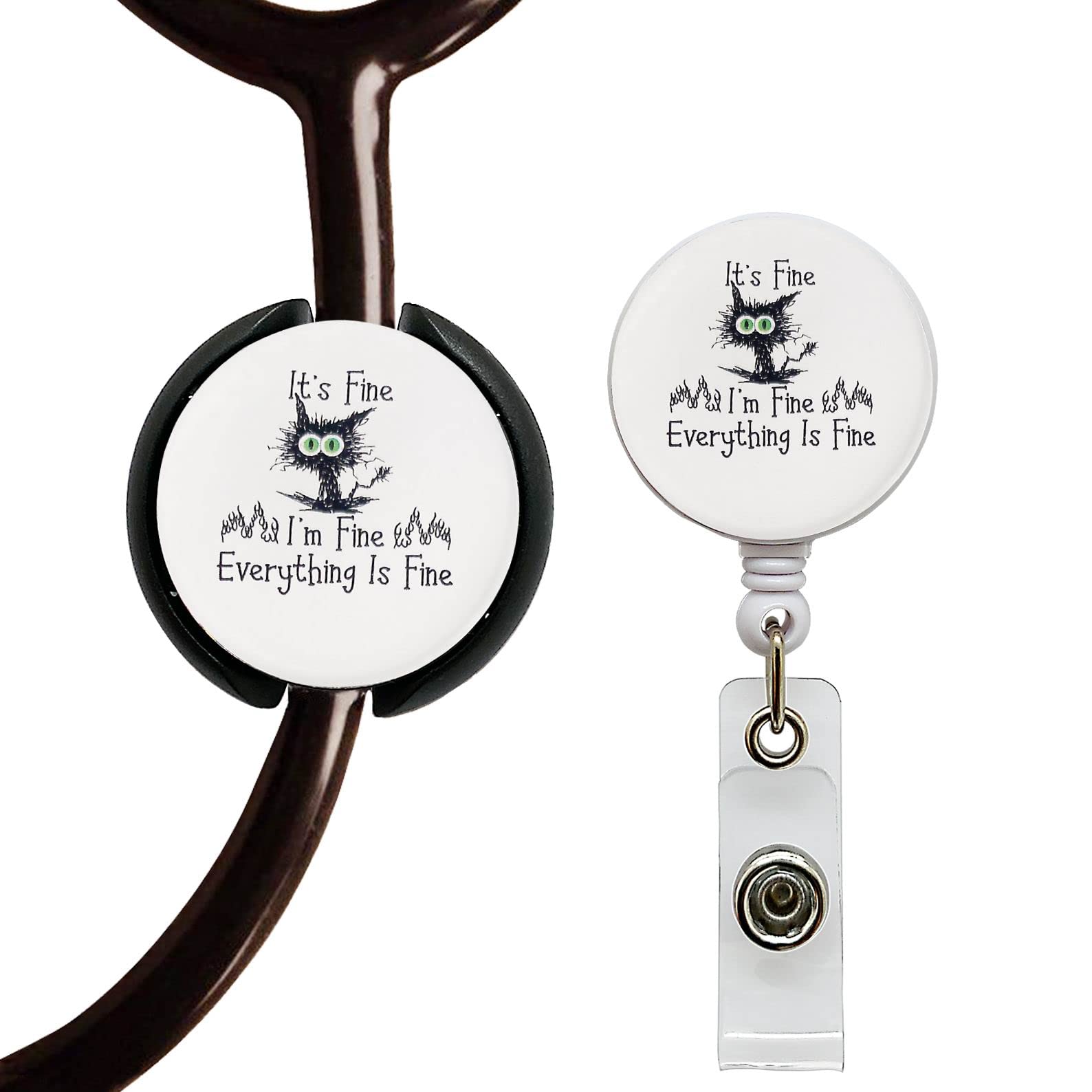 ROFLYER Stethoscope ID Tag Stethoscope Label Charm, Name tag, Medic, Nurse, Doctor, Vet, EMT Come with 1 Retaractable Badge Reel (Fine 02)